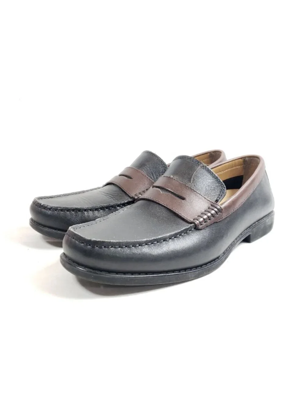 Giorgio Brutini Mens Size 9 Black & Brown Leather Penny Loafers